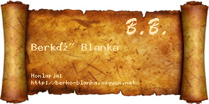 Berkó Blanka névjegykártya